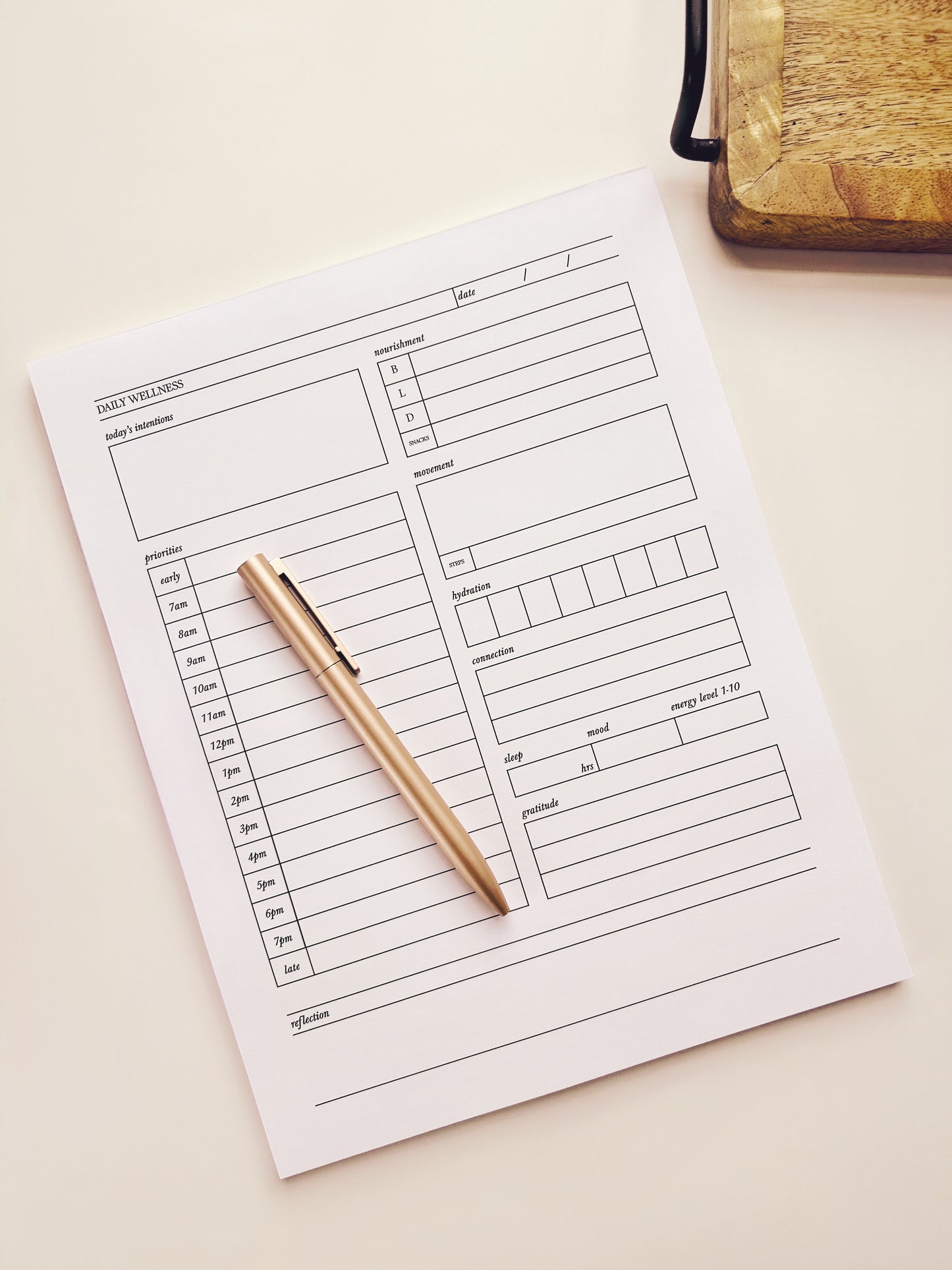 Daily wellness notepad