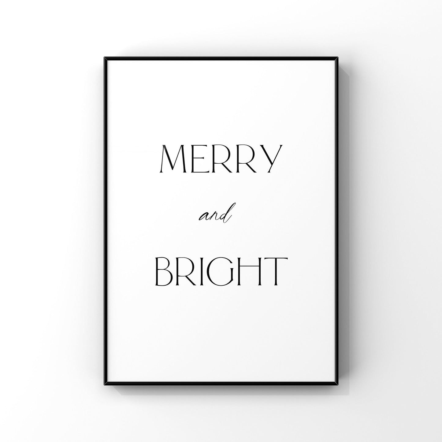 Merry and bright print, Christmas decor, Christmas wall art, Christmas quote, Christmas print,Fireplace mantel decor,Winter print,Minimalist