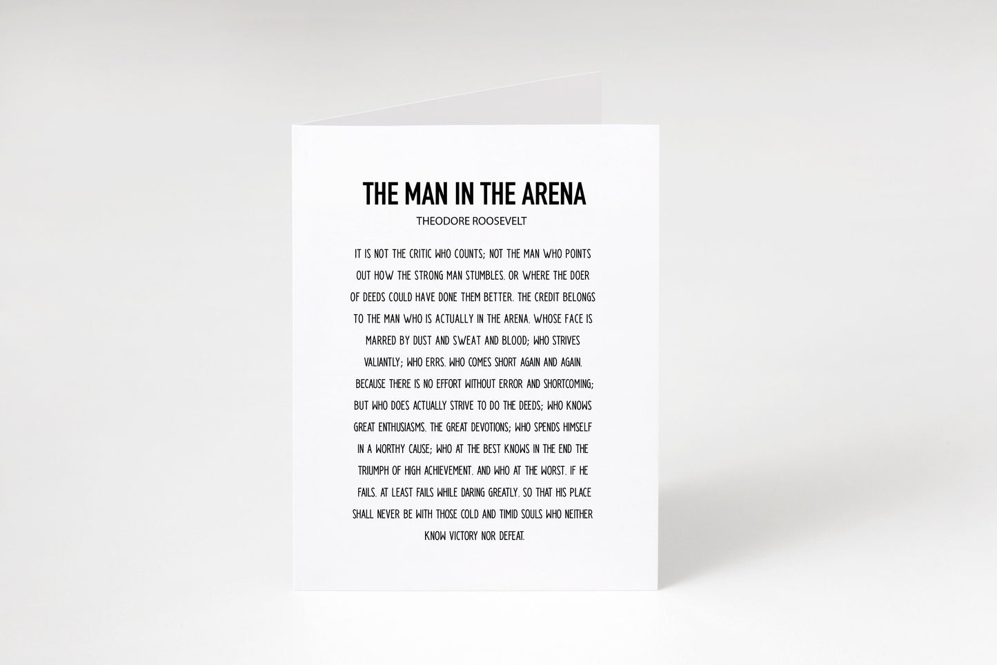 The man in the arena,Roosevelt quote,Empowering card,In the arena,Motivational card,Inspirational quote,Encouraging card,Graduation card