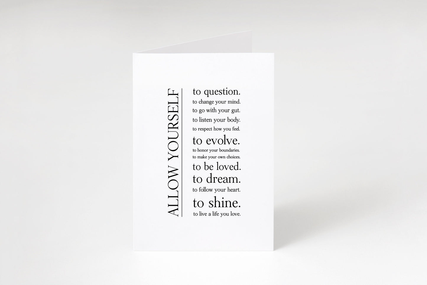 Allow yourself card,Thinking of you card,Inspirational card,Motivational saying,Encouragement card,Support card,Positive card,Mindfulness