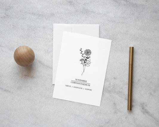 November birth month flower card,November birth flower card,Birthday card,Birth month flower card,Flower birth month card,November birthday