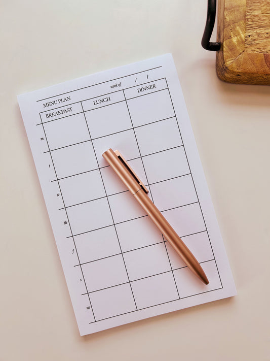 Weekly menu plan notepad