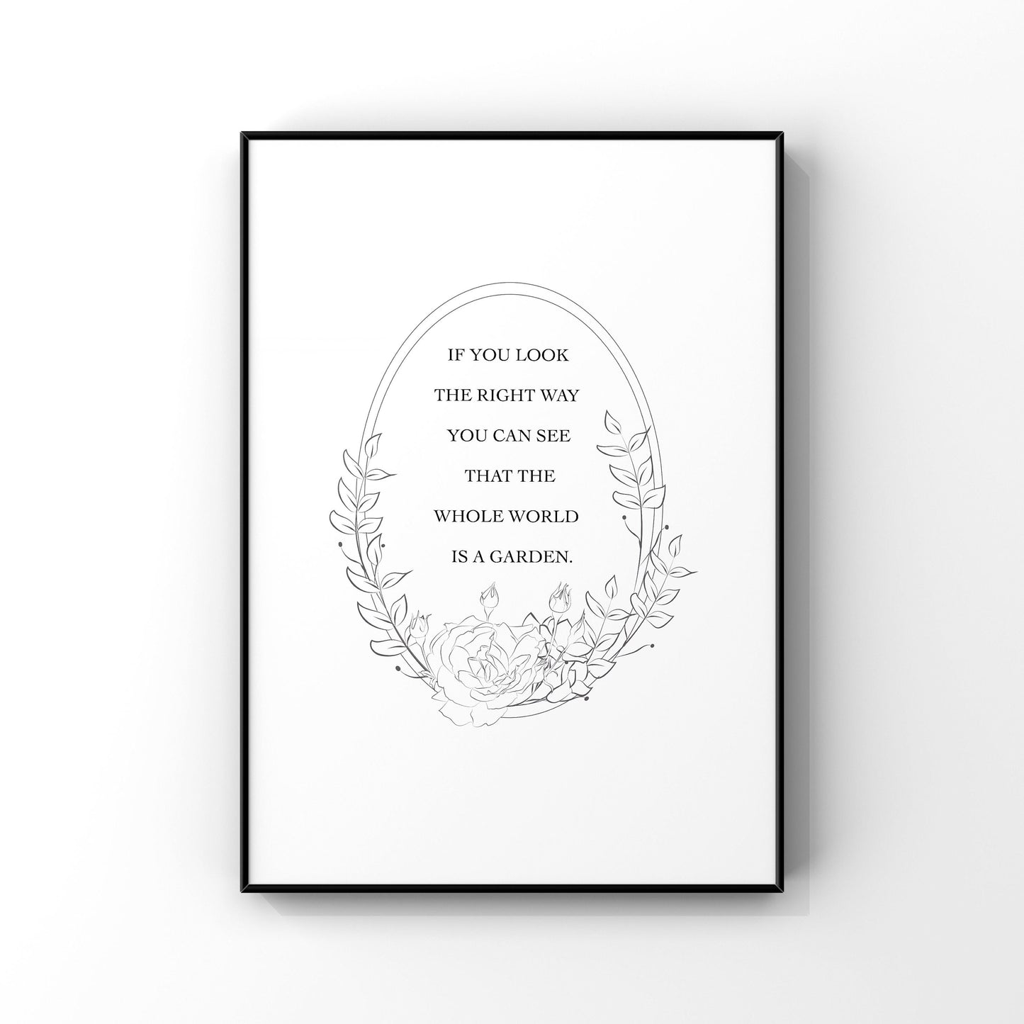 The Whole World is a Garden,Secret Garden Quote Print,Secret Garden Wall Art,Classic Literary Book Quote,Frances Hodgson Burnett,Typography