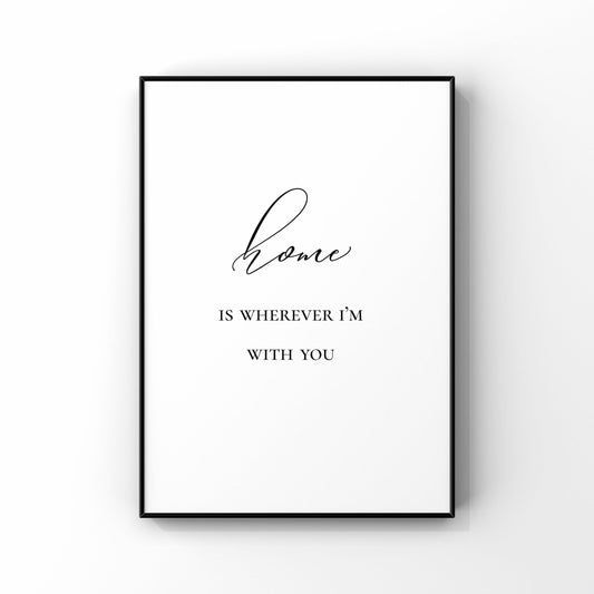 Home is wherever I’m with you,Quote print, Entryway decor,Living room wall art,Housewarming gift,Quote print poster,Home wall decor
