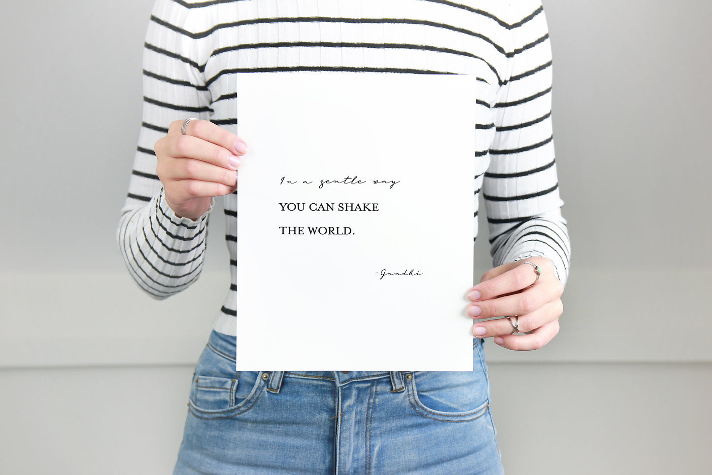 In a gentle way you can shake the world,Mahatma Gandhi quote,Inspirational quote print,Office decor,Motivational quote