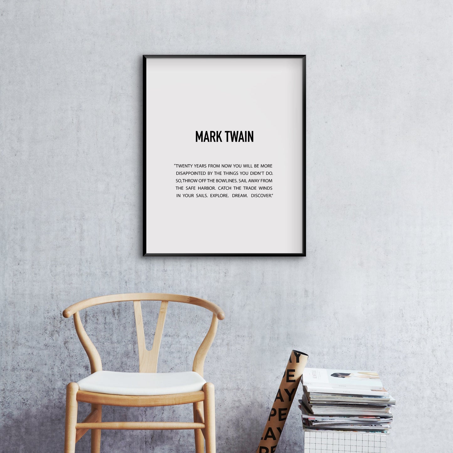 Twenty years from now,Mark Twain quote,Graduation gift,Inspirational print,Motivational saying,Quote wall art,Explore dream discover