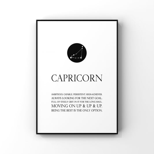 Capricorn print,Capricorn wall art,Zodiac Capricorn print,Capricorn constellation,Capricorn gift,Zodiac print,Capricorn birthday gift