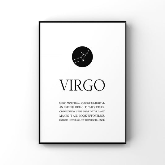 Virgo print,Virgo wall art,Zodiac Virgo print,Virgo constellation,Virgo gift,Zodiac print,Astrology print,Star sign,Zodiac birthday