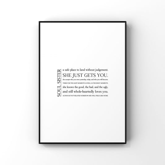 Soul sister definition,Soul sister definition print,Soul sister,Definition print,Gift for best friend,Gift for her,Best friend print,Friend