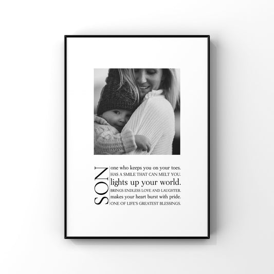 Custom Son definition,Personalized Son print,Son photo print,Photo gift for Son,Son birthday gift,Son definition,Customized Son photo