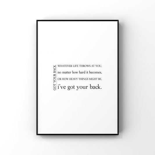 Got your back,Got your back definition,Definition print,Anniversary gift,Gift for spouse,Gift for friend,Best friend gift,Friendship gift