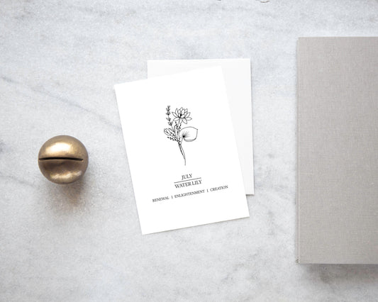 July birth month flower card,July birth flower card,Birthday card,Birth month flower card,Flower birth month card,July birthday