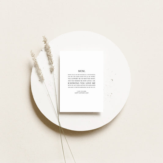 Mom having you at my side Mother’s Day Card